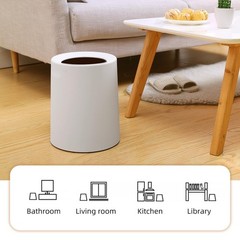 Modern Round Trash Can Open Top Trash Bin 2 Pack, White Garbage Can with Remo…