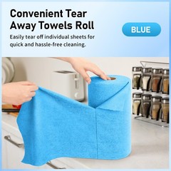 HOMERHYME Microfiber Cleaning Cloth Roll, 75 Pack Tear Away 75, Blue