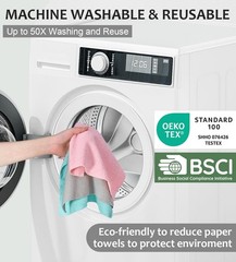 UPSTAR Microfiber Cleaning Cloth, Reusable Paper Towels Rolls, Standard, Pink
