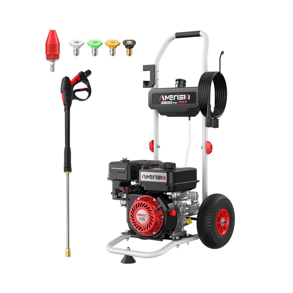 Gas Pressure Washer 3800 PSI 2.5 GPM, 212cc OHV Engine, Heavy Duty Power Wash…