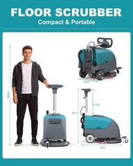 16″ Walk-behind Floor Scrubber Dryer Machine 24000 Sqft/h 11 Gal 24″ Squeegee