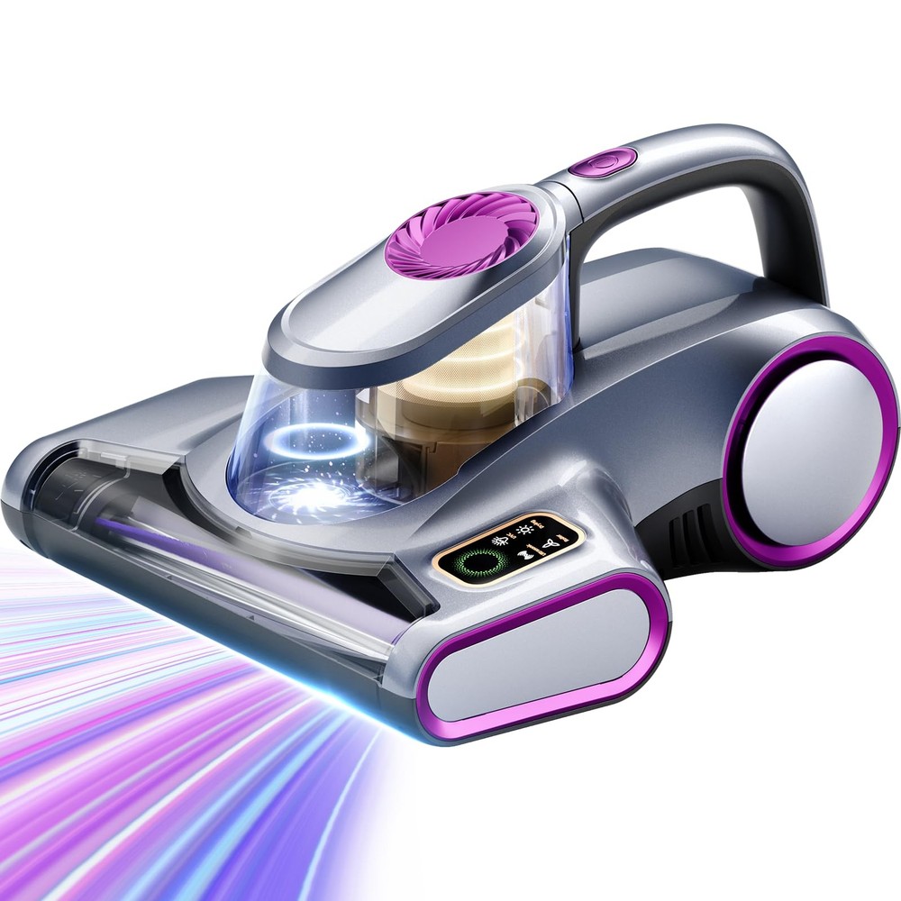 ezly Mattress Vacuum Cleaner with 18KPa Strong Suction, Gray Purple