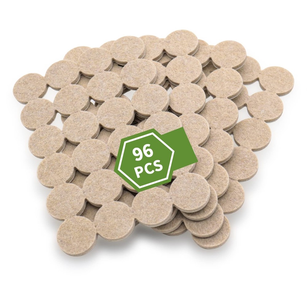 COVERCORNER Felt Furniture Pads for Hardwood 96PCS 1 inch Round Beige, Beige