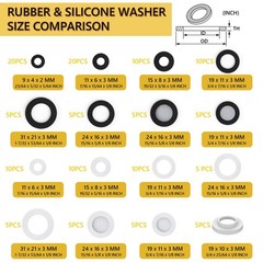 Rubber & Silicone Gasket Washers Kit – 135 PCS, 16 Sizes, Garden 135PCS, grey