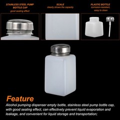 5Pack 6 Oz/180ml Alcohol Push Down Pump Dispenser Bottle Press White