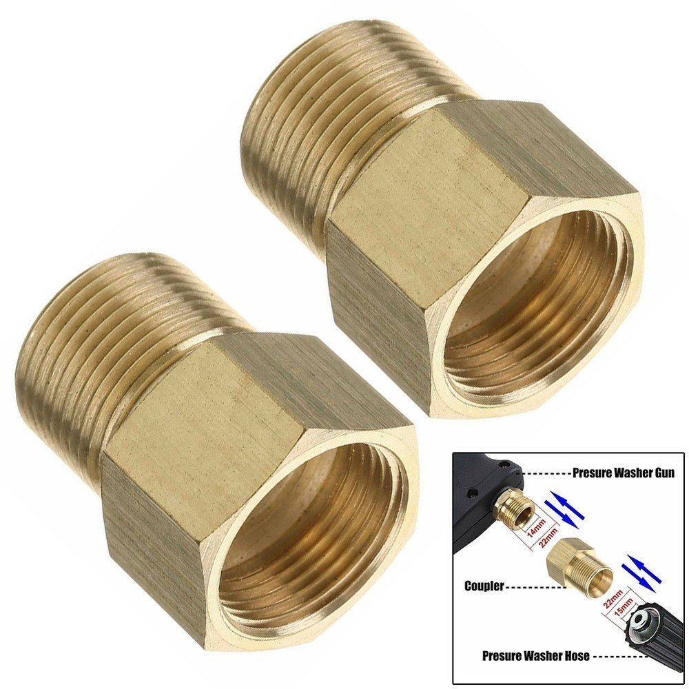 Easy to Use M22 15mm Male to M22 14mm Female Pressure Washer Brass Connector
