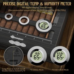 LIHTUN Cigar Humidor, Glass Top Desktop Humidor Box, CH-1, Woodgrain