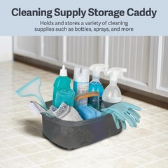 Storage Caddy For Bathroom Kitchen, 1.85 Gallon Plastic Container, Gray Orange
