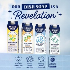 Cleancult Dish Soap Liquid Refills – Plant Based 32 Fl Oz (Pack of 3)