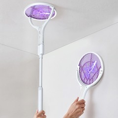 Rotating Head Electric Fly Swatter Racket for Home with a Telescopic Extension，c