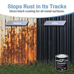 RUST BULLET BlackShell 1 Pint Gloss Black UV Resistant Metal Coating