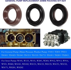 9pcs General Pump K69 Packing Kit 20mm, Repair Kit fits GP K69 Interpump TS2021