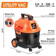 Armor All Aa255W Wet/Dry Utility Vac 2.5 Gallon 2.5-Gallon120 Volts Ac