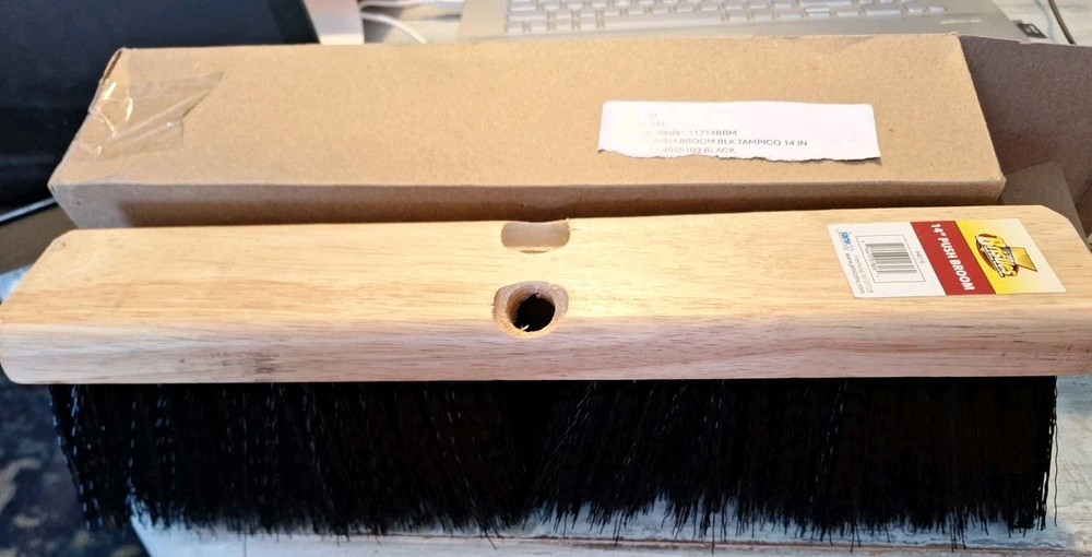 Janico Push Broom Head: 14″ Wide, 3″ Bristle Trim Length BRISTLES