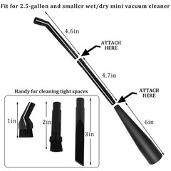 6 Pcs Micro Wet Dry vacuum attachment kit, Mini Cleaning Kit for Home, 6 PCS