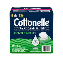 Cottonelle Gentle Plus Flushable Wet Wipes, 8 Flip-Top Packs