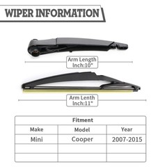 Rear Wiper Arm & Blade Kit,Exact-Fit Replacement for Mini Cooper R56 2007-201…