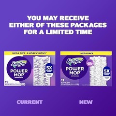 Swiffer PowerMop Multi-Surface Mopping Pad Refills for 11 Count, White/Purple