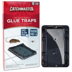 Catchmaster-16 Mouse & Insect Glue Traps, Heavy-Duty 16-Pack Regular, Black