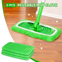 ZHAYAO Reusable Microfiber Mop Pads Compatible with Swiffer Green 3 Pack