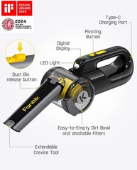 Fanttik Fold V10 APEX Pivot Cordless Car Vacuum, 17000Pa Handheld Black