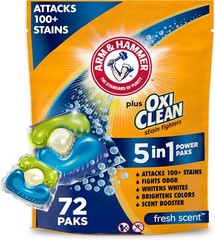ARM & HAMMER Plus OxiClean Stain Fighters: 5-in-1 Laundry Detergent Power Paks,