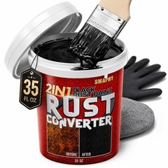 2 in 1 Rust Converter & Metal Primer, 35 oz Black Rust Reformer Paint for Met…