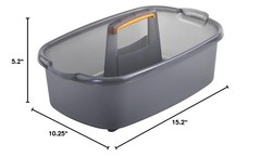 Storage Caddy For Bathroom Kitchen, 1.85 Gallon Plastic Container, Gray Orange