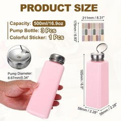 3Pcs 500ml/16.9oz Solvent Alcohol Dispenser for Acetone Cleanser, Pink