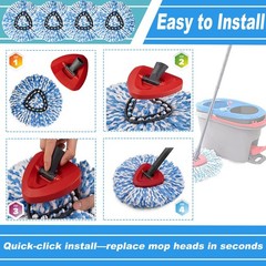 2 Pack Spin Mop Replacement Head, Only Fit for RinseClean 2Pack, Blue&wthie