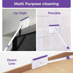 wlich Baseboard Cleaner Tool with Handle 2.0, Cleaner, White-purple