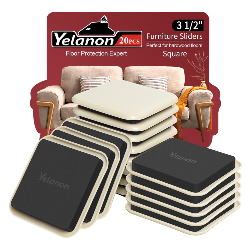 Yelanon Furniture Sliders, 20 pcs-3 1/2” Square Beige 20pcs 3.5″beige,
