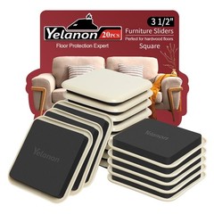 Yelanon Furniture Sliders, 20 pcs-3 1/2” Square Beige 20pcs 3.5″beige,