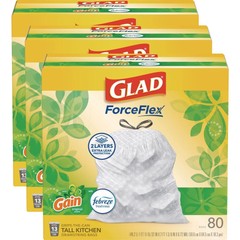 Glad 78900 Kitchen Drawstring Trash Bags – Gain Original/White (240/Carton) New