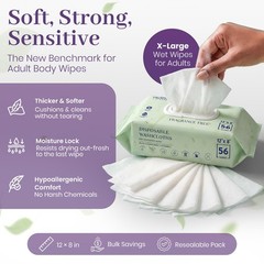 X Large Wet Wipes for Adults – 2 Packs of 56 [112 1 Count (Pack 112)