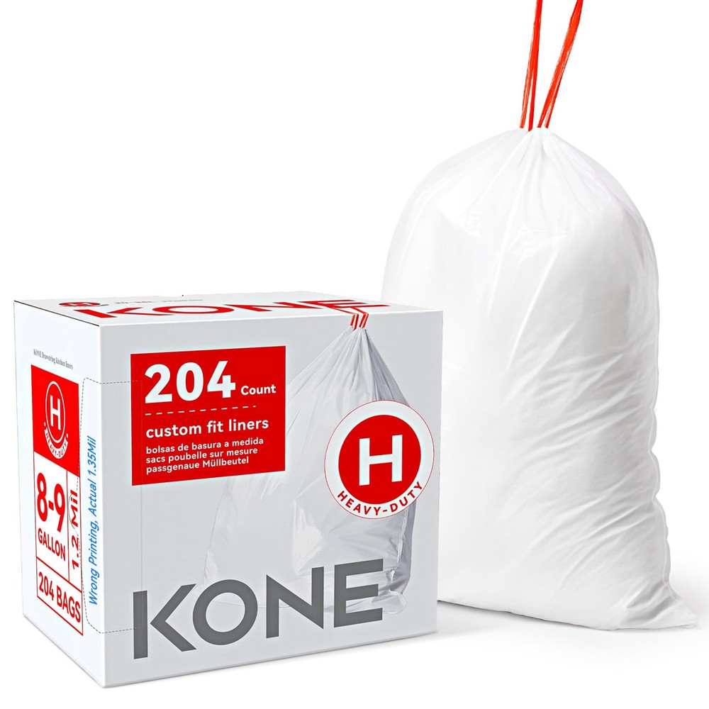 Kone Custom Fit Trash Bags Compatible Simplehuman Code H 204 Count Drawstring