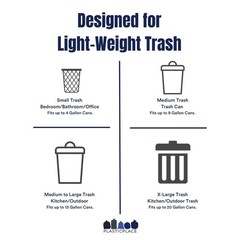 Plasticplace 32-33 Gallon Trash Bags 16 Microns Black High Density Garbage Can