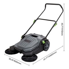VEVOR Walk-behind Hand Push Floor Sweeper 25.6″ Width 5 Gallon Waste Container