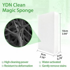 YDN Clean Magic Eraser Sponge, Water-Activated 3.94″ × 2.36″ × 0.79″, White