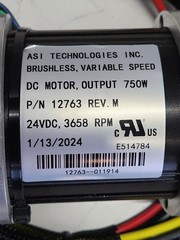 ASI Technologies Inc. Brushless Variable Speed Motor 12763 24VDC 3658RPM