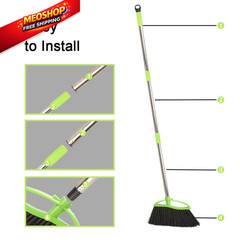 Soft Bristles Green Angle Broom Long Handle Indoor for Hardwood