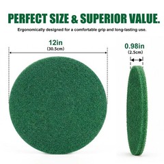 12-Inch Cleaning Orbiter Pads for Hard Floor Machines, Wet Scrubbing & Stripping