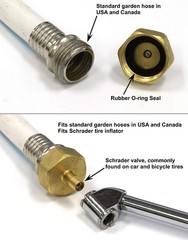 Tire Inflation Schrader Valve to Garden Hose and Outdoor 3/4 inch, Brass