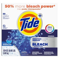 Tide Powder Laundry Detergent with Bleach, 129 Ounce (Pack of 1), white