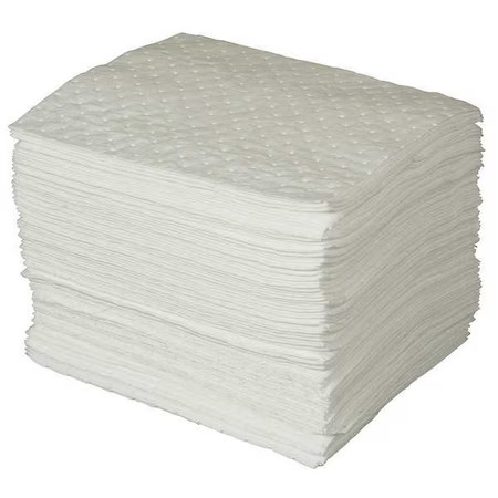 Brady Spc500 Sorbent Pad, 20 Gal, 15 In X 19 In, Oil, White, Polypropylene