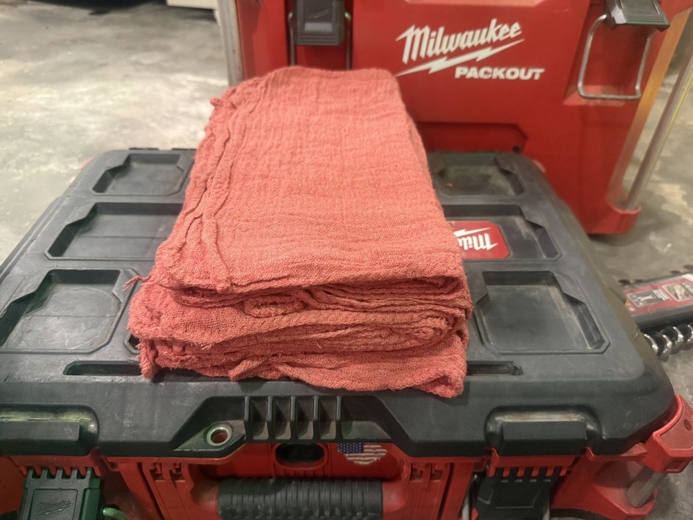 Pack of 50 Red Shop Towels – 12 x 14 Cleaning Rags for Homes Cars Auto Garage