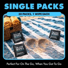 DUDE Wipes On-The-Go Unscented Travel – 30 30 Count (Pack of 1), White