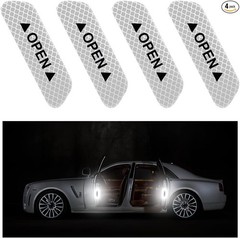 4-Piece Car Door Open Warning Reflective Decals, 3.6×0.9 Inch A Color: Silver