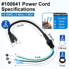 Dreyoo 2 Pack 100641 Power Cord Parts Compatible with ProTeam Backpack Black