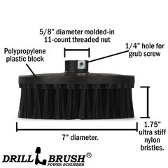 Outdoor Concrete Brush – Driveway Cleaner Scrub for Rotary 7in, Black